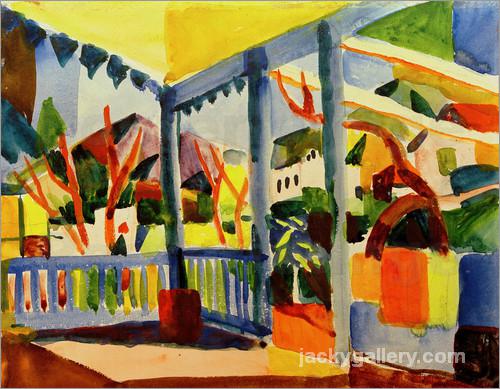 Terrace of the country house in St. Germain, August Macke painting